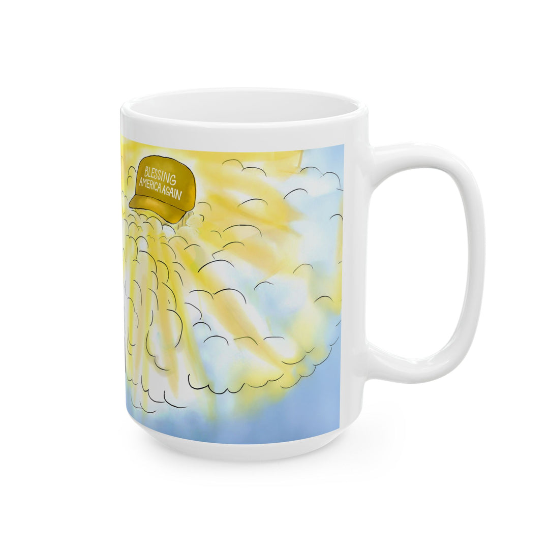 Mug - God's Hand Saving President Trump Political Cartoon Design