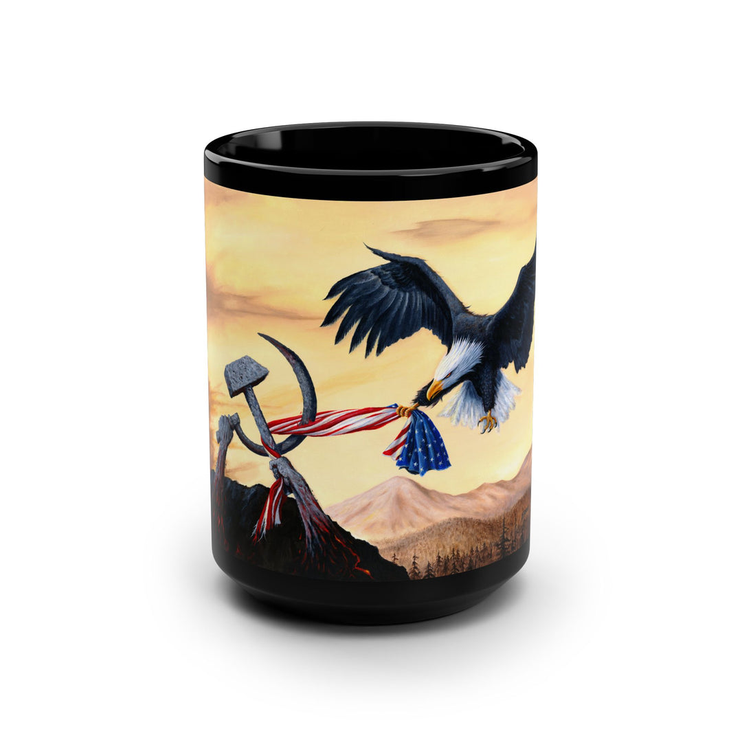 Mug - Patriotic American Bald Eagle vs Hammer and Sickle Communist Hand Design