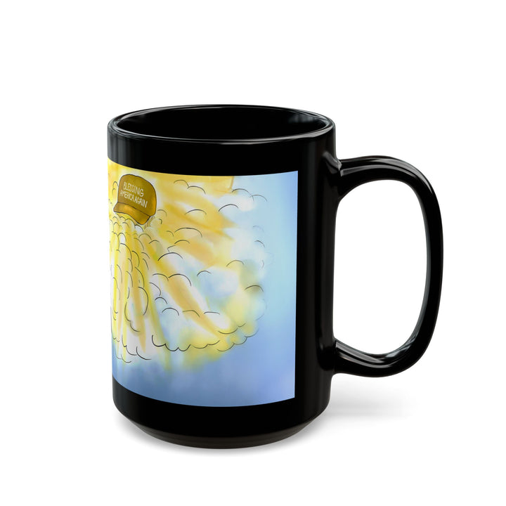 Black Mug - God's Hand Saving President Trump Political Cartoon Design