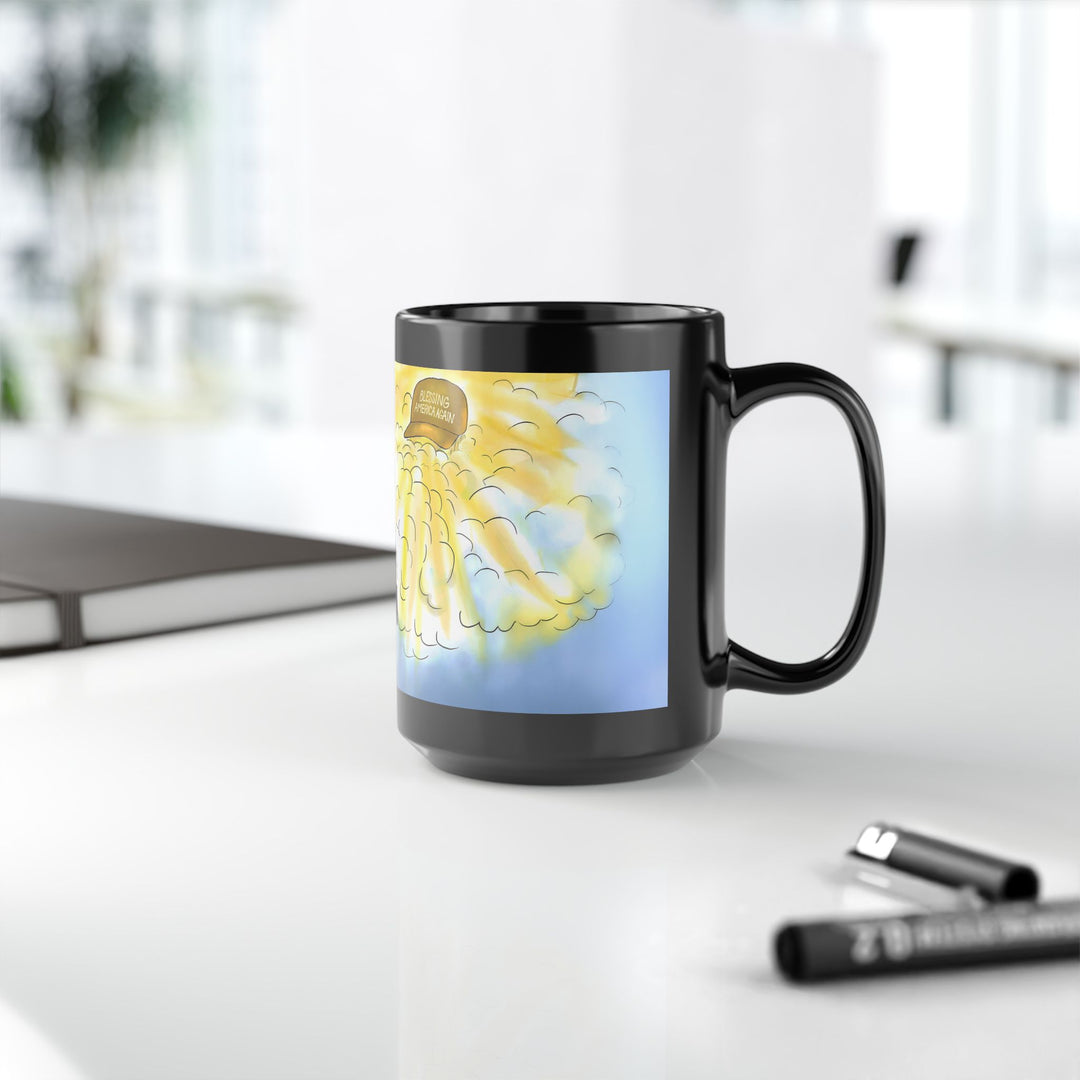 Black Mug - God's Hand Saving President Trump Political Cartoon Design