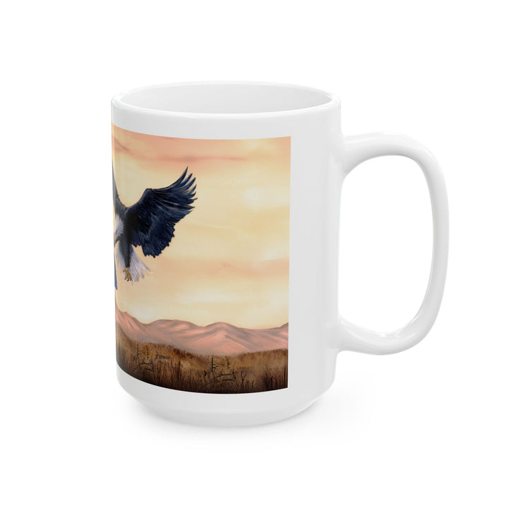 Patriotic Eagle Ceramic Mug - 11oz & 15oz, American Flag Design